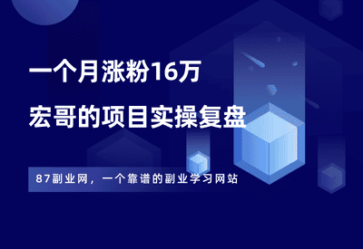 一个月涨粉16万，变现3万+，宏哥的项目实操复盘！ - 87副业网-87副业网